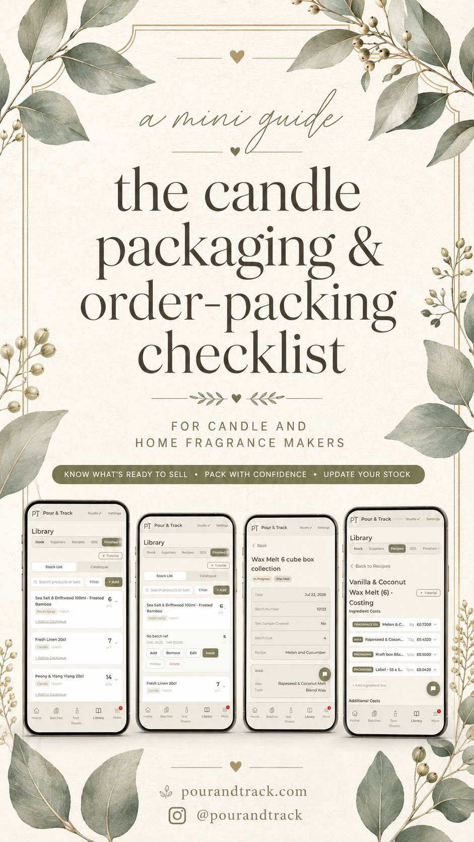 Candle packaging and order-packing checklist