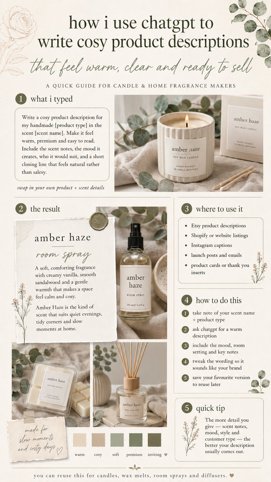Write cosy product descriptions